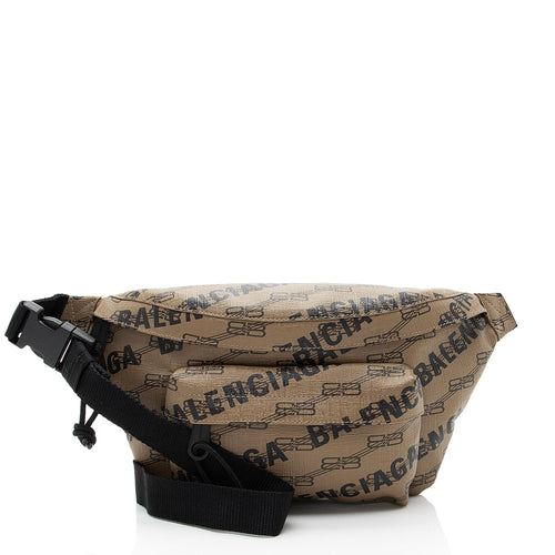 Balenciaga BB Monogram Canvas Allover Logo Signature Medium Belt Bag