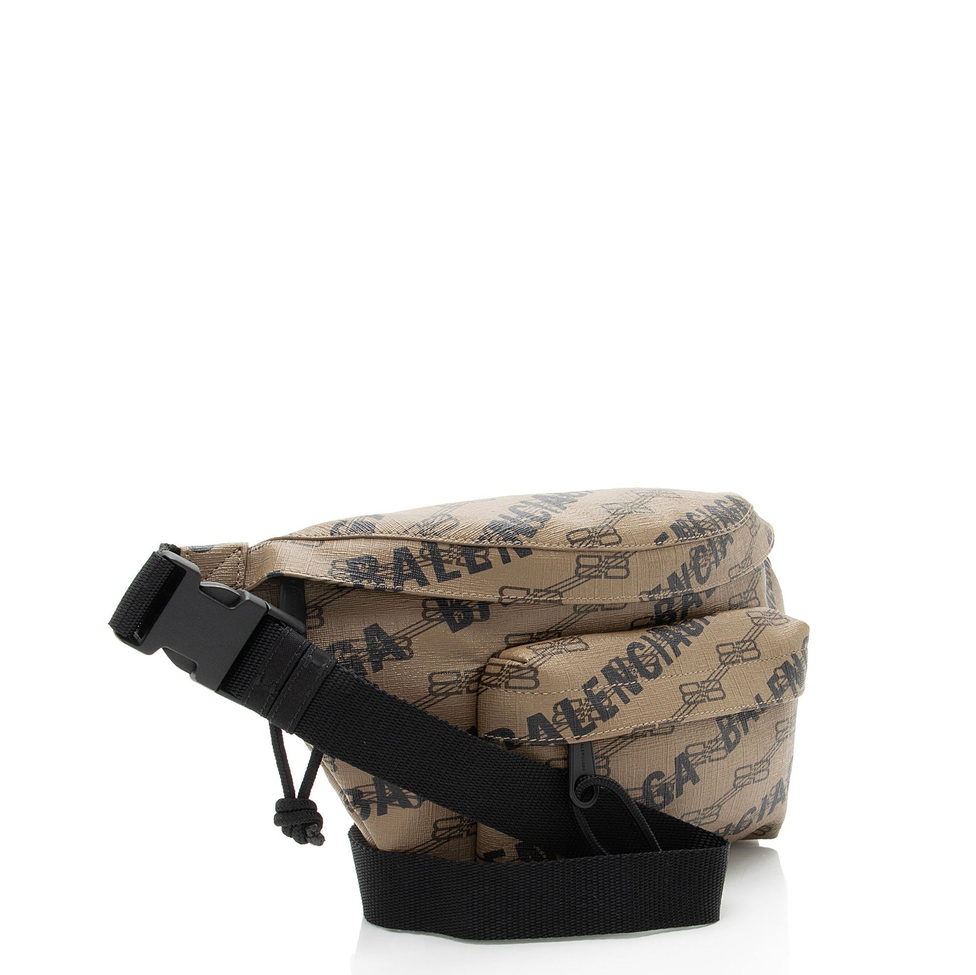 Balenciaga BB Monogram Canvas Allover Logo Signature Medium Belt Bag