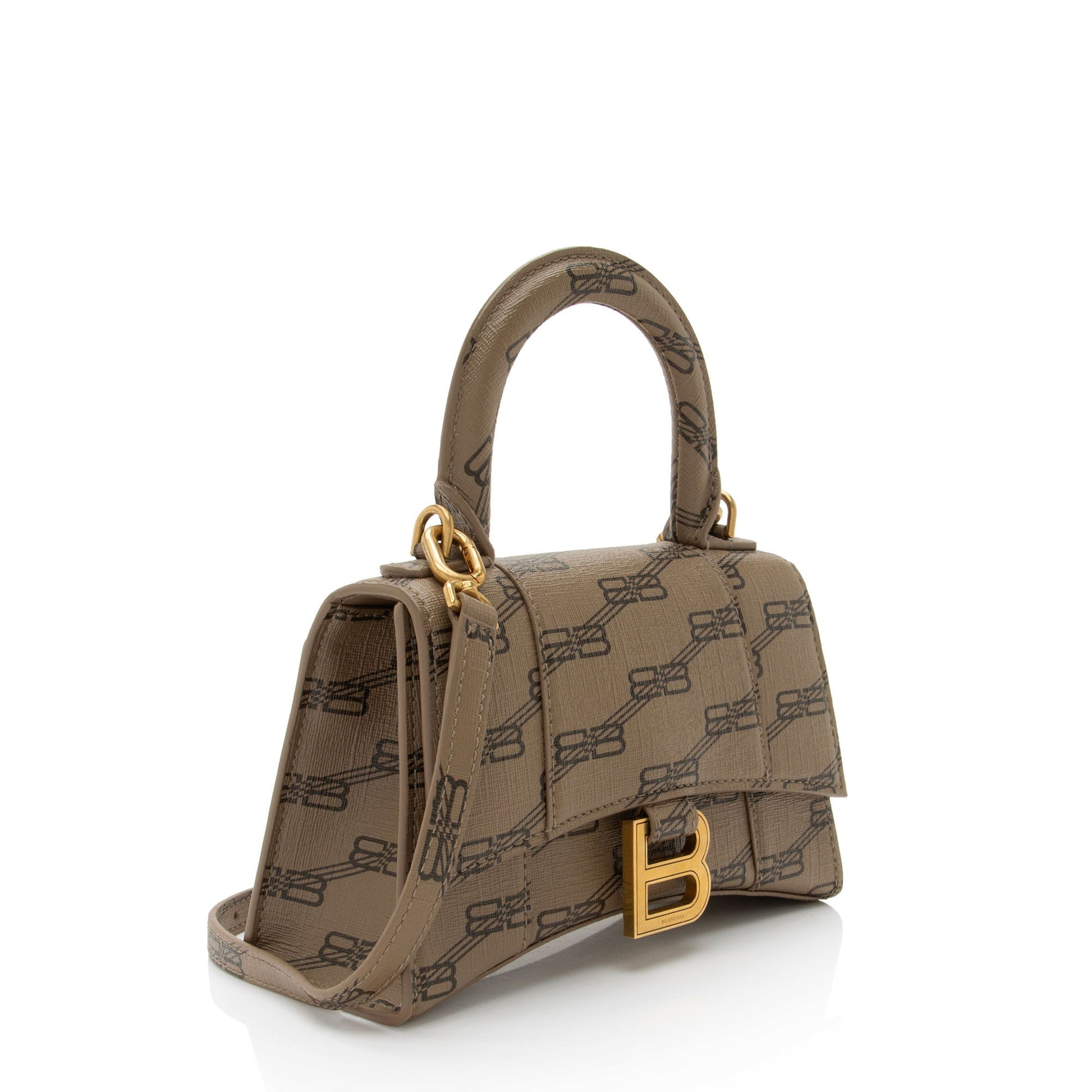 Balenciaga BB Monogram Canvas Hourglass XS Satchel