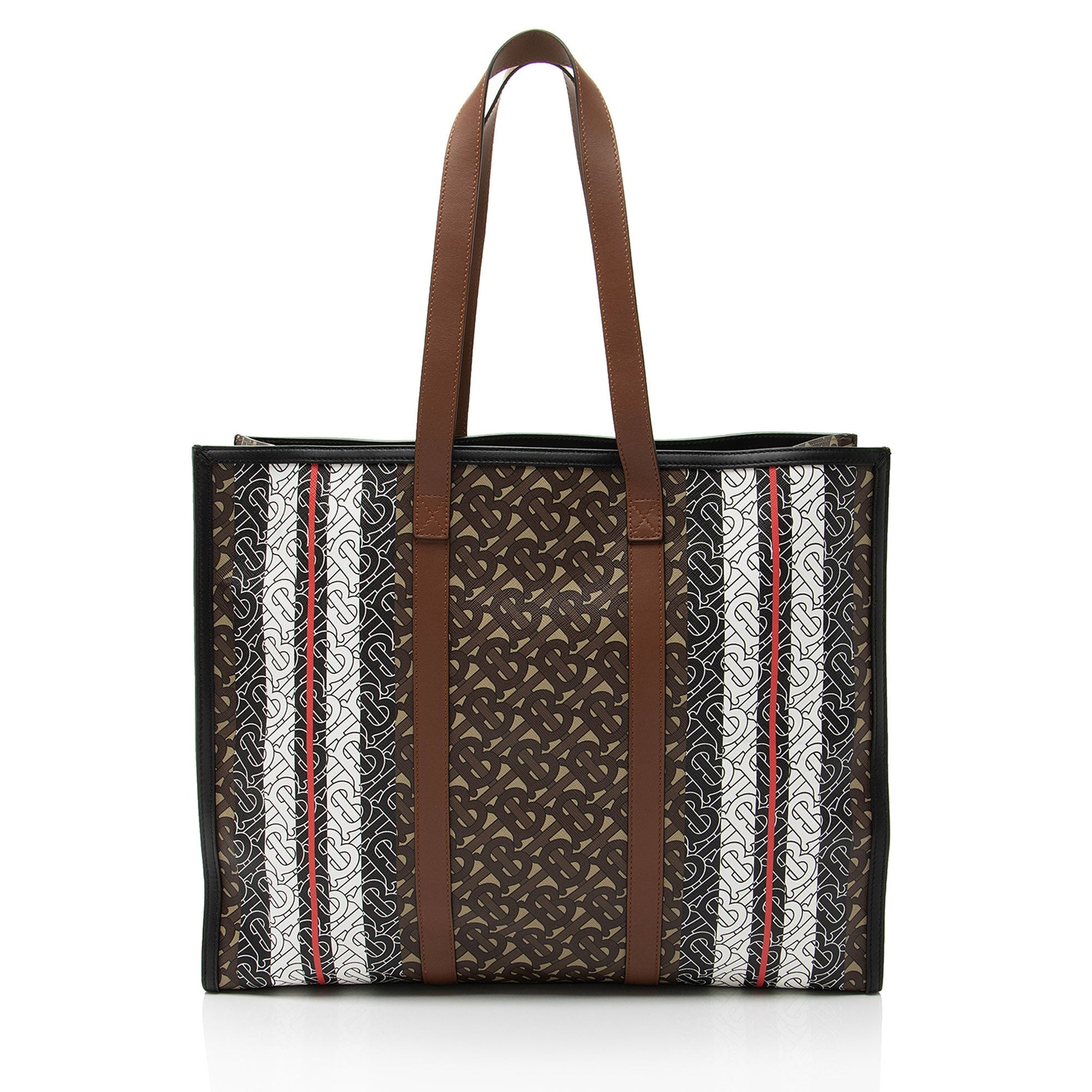 Burberry E-Canvas TB Monogram Stripe Medium Book Tote