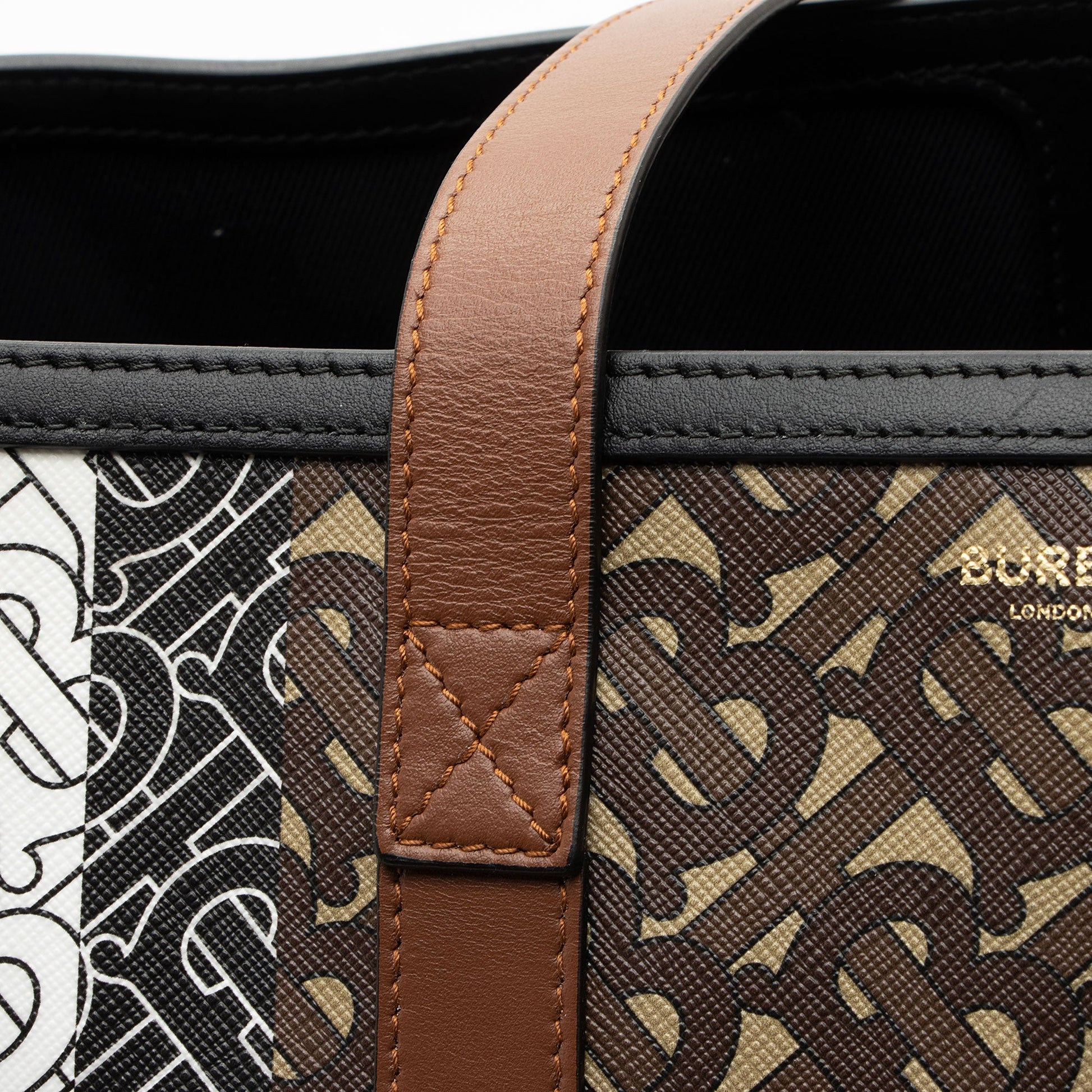 Burberry E-Canvas TB Monogram Stripe Medium Book Tote