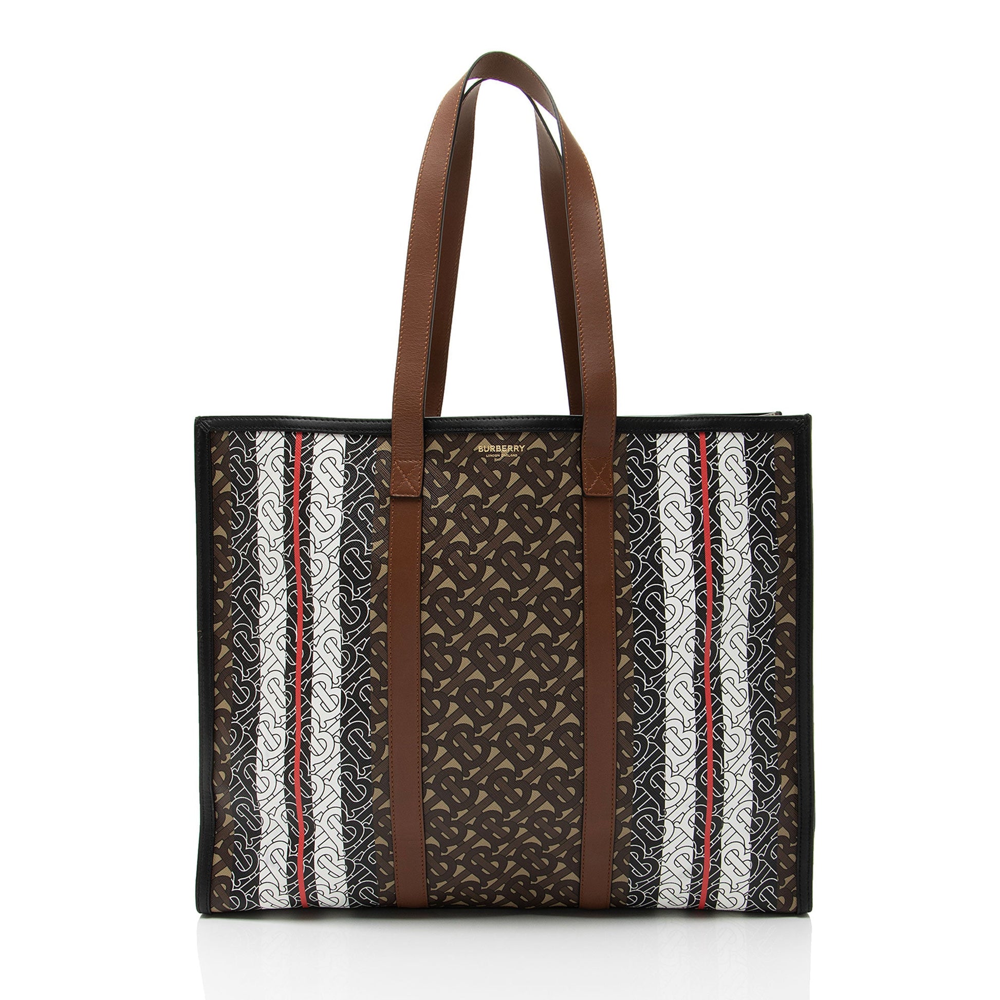 Burberry E-Canvas TB Monogram Stripe Medium Book Tote