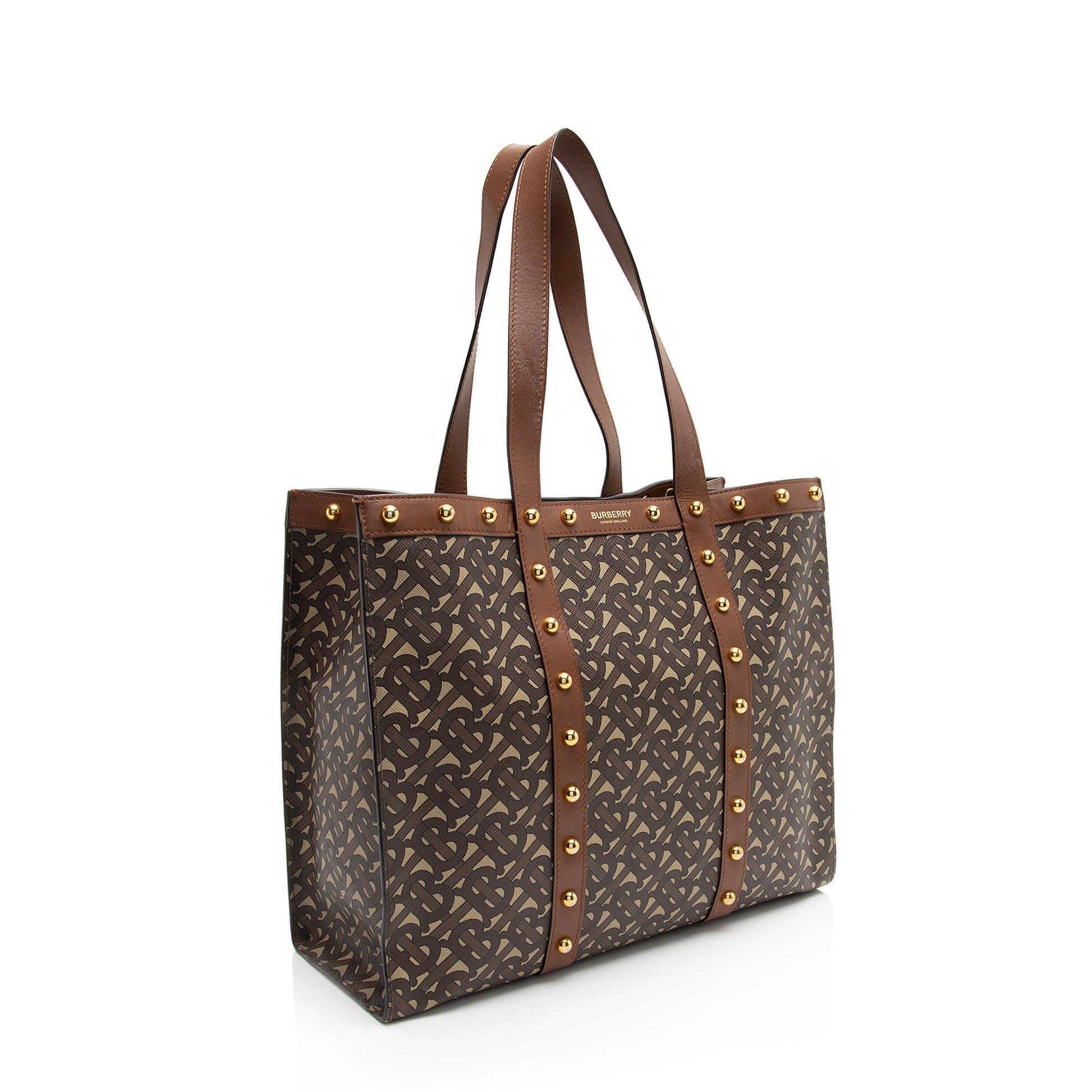 Burberry E-Canvas TB Monogram Studded Book Tote