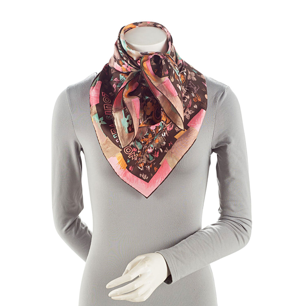 Louis Vuitton Monogram Watercolor Fleur 90cm Scarf (SHF-Hb1sqr)