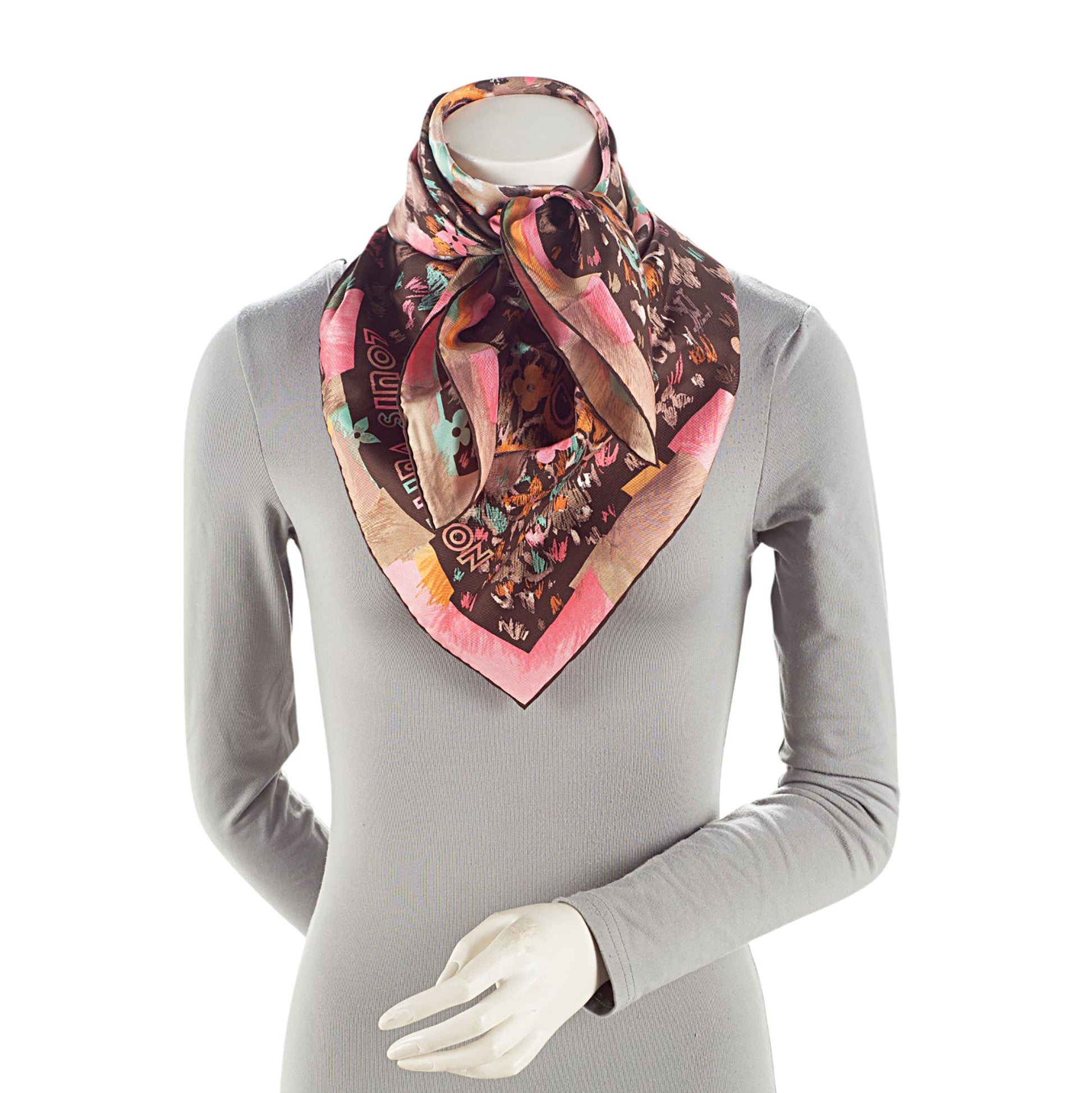 Louis Vuitton Monogram Watercolor Fleur 90cm Scarf (SHF-Hb1sqr)