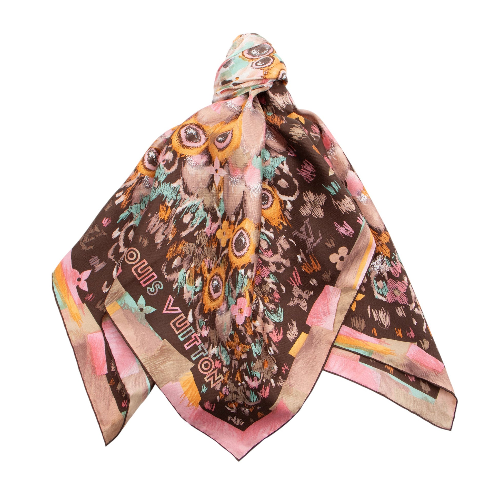 Louis Vuitton Monogram Watercolor Fleur 90cm Scarf (SHF-Hb1sqr)