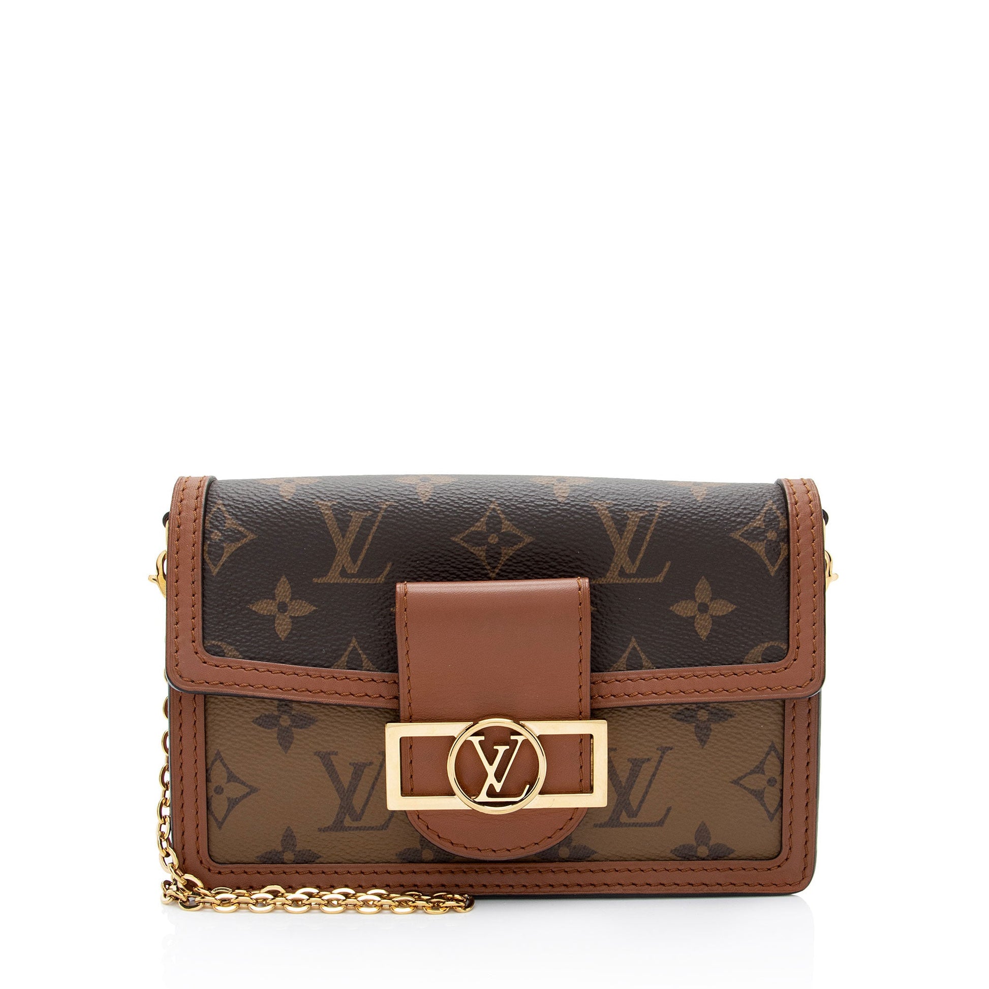 Louis Vuitton Reverse Monogram Dauphine Chain Wallet (SHF-Z8FXpO)