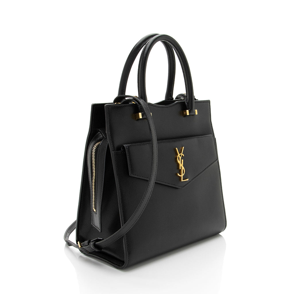 Saint Laurent Grain de Poudre Monogram Uptown Small Tote