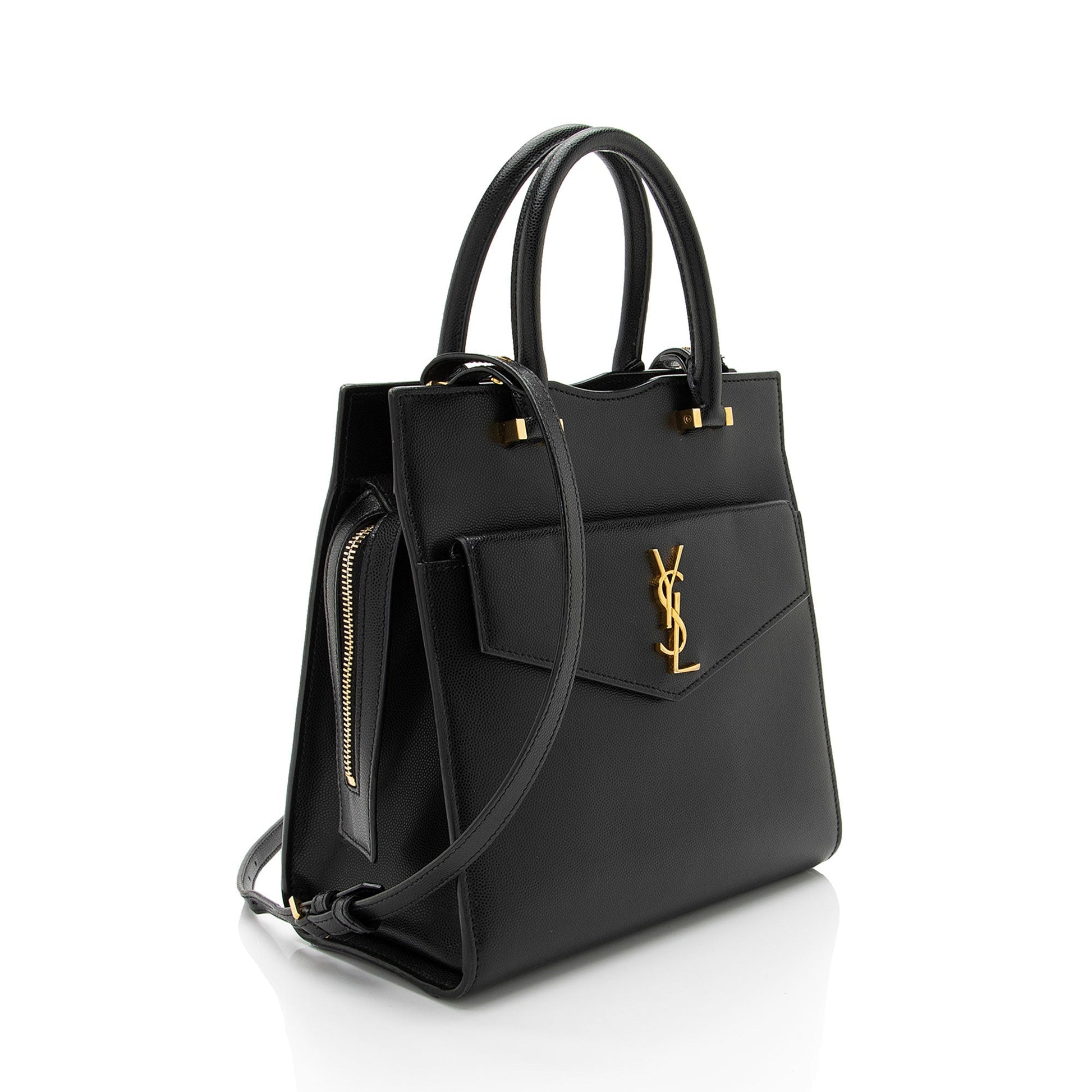 Saint Laurent Grain de Poudre Monogram Uptown Small Tote