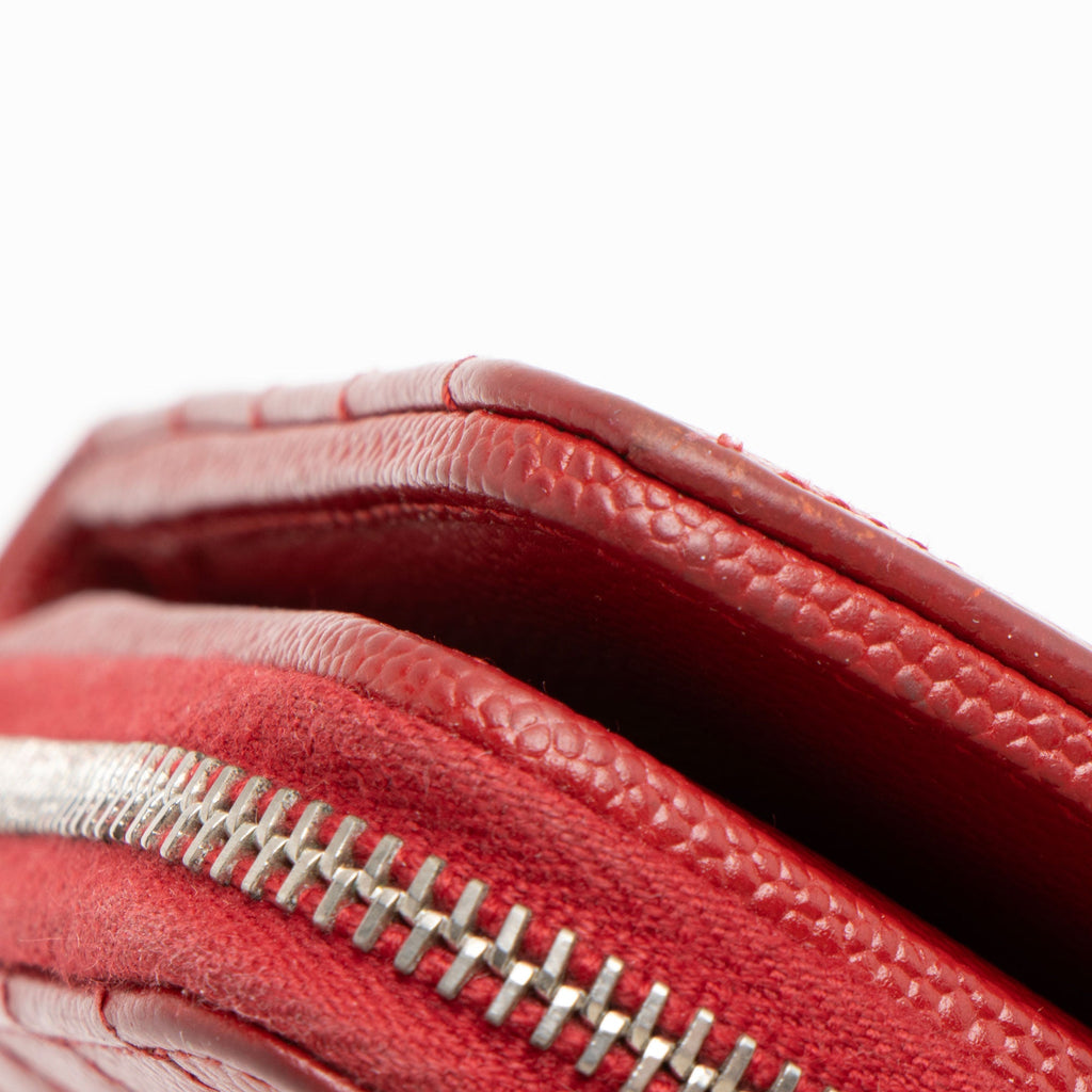 Saint Laurent Matelasse Grain de Poudre Monogram Compact Zip Around Wallet