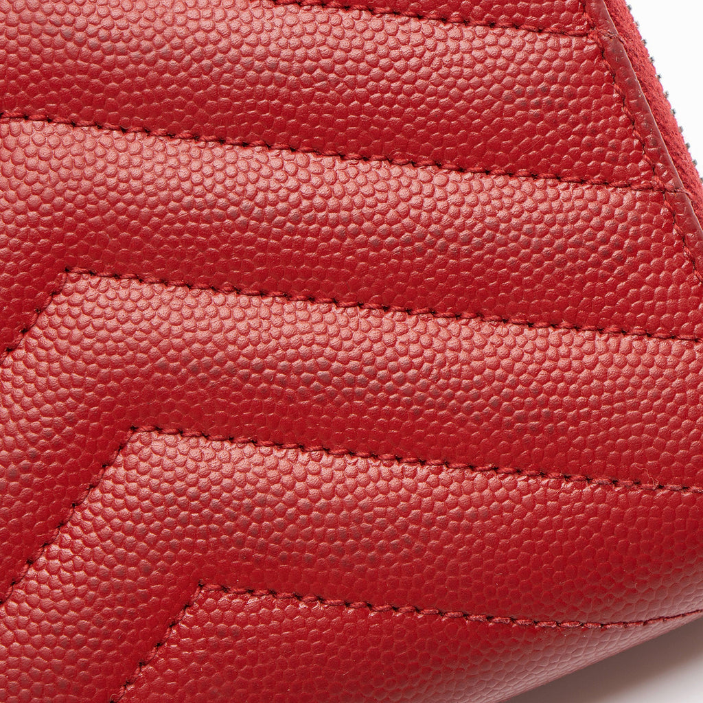 Saint Laurent Matelasse Grain de Poudre Monogram Compact Zip Around Wallet