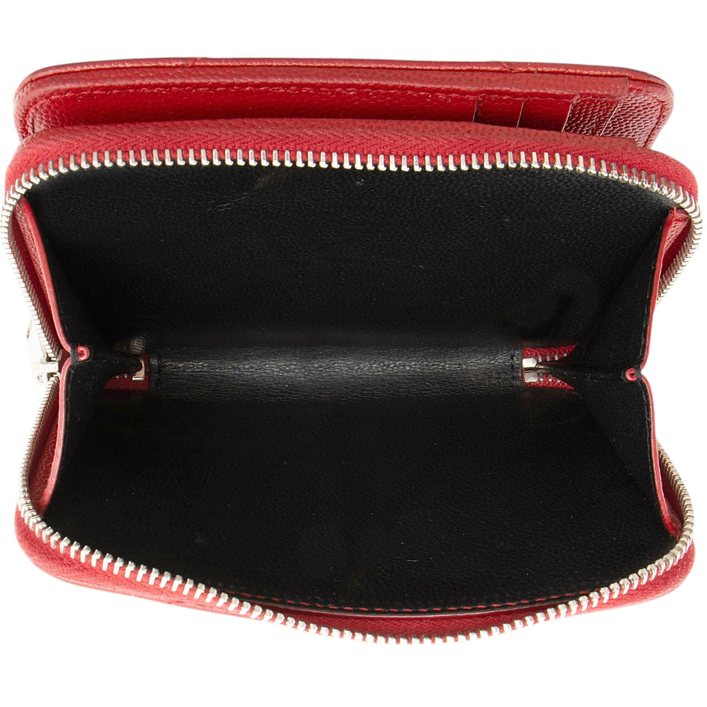 Saint Laurent Matelasse Grain de Poudre Monogram Compact Zip Around Wallet