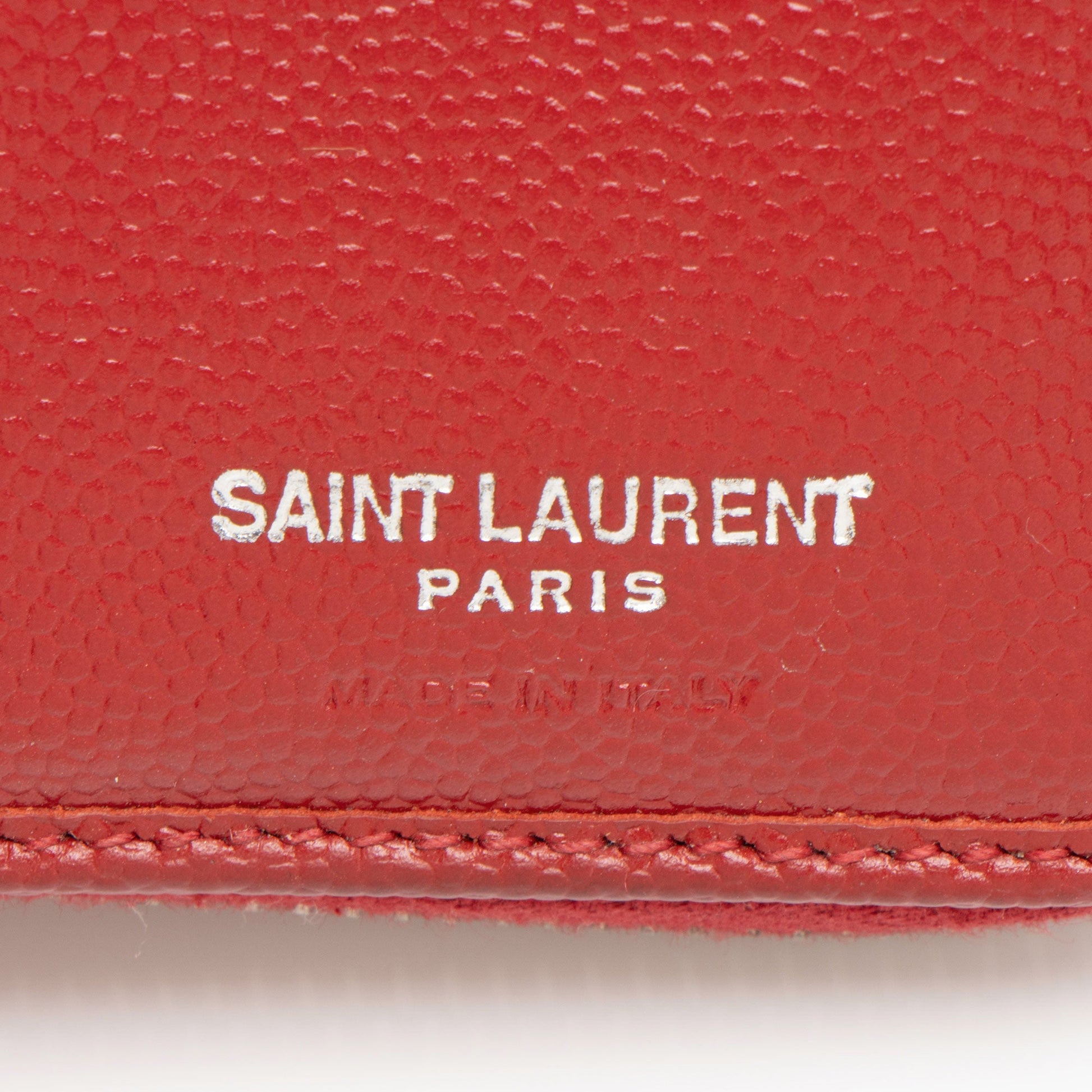 Saint Laurent Matelasse Grain de Poudre Monogram Compact Zip Around Wallet